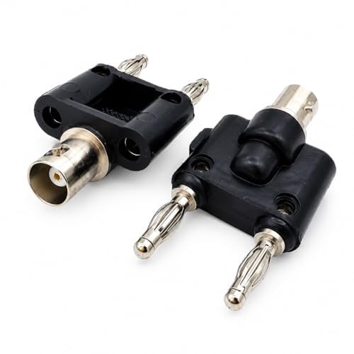Aoowei BNC Female to Dual 4mm Banana Plug Adapter， 2-Pack Binding Post Connector for Oscilloscope， Signal Generator， Speaker， AV Audio Video & RF Coaxial Equipment