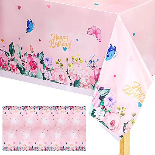 MEZHEN Tischdecke Schmetterling Deko Geburtstag Tischdecken Kindergeburtstag Tischdeko Schmetterlinge Tischtuch Rechteckig für Hochzeit Babyparty Picknick Sommerparty Deko 137 x 274 cm