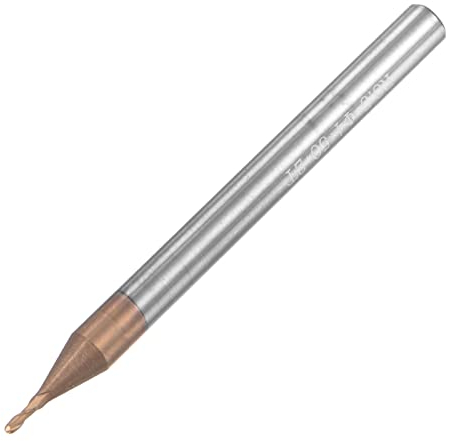 sourcing map Kugelkopffräser 0,5mm Spitzenradius Vollhartmetall AlTiSin beschichtete CNC Fräser 2 Nuten Spiralfräser HRC55 4mm Schaft 50mm (2 Zoll) Länge