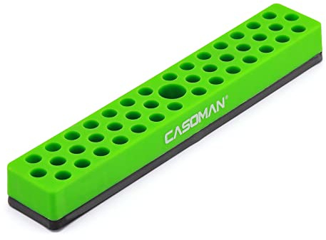 CASOMAN 1/4 Hex Bit Organizer with Magnetic Base - Green, 43 Hole Bit Organizer with Strong Magnetic Base, Magnetic Bit Organizer for Your Specialty