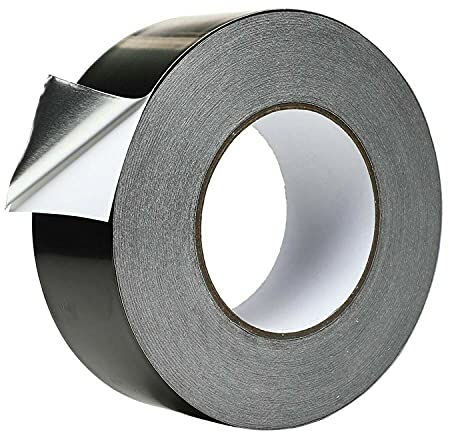 Westspark 2X 20M Black Aluminum foil Duct Tape, 2 inch Roll Silver Adhesive Sealing Tape for HVAC, Refrigerator, Freezer, Insulation, Patching Hot & Cold Air Ducts, Sealing, etc. (20M)