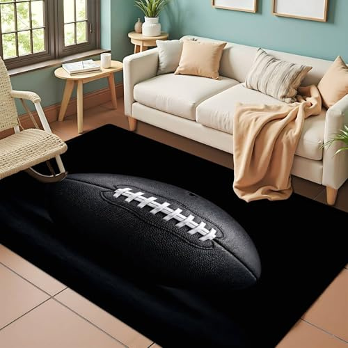 PeeNoke Klassischer American Football Area Teppich Outdoor Terrasse Teppich Spielmatte Bodenmatte Moderner Teppich Rutschfest Home Decor Wohnzimmer Schlafzimmer Kinderzimmer, 3x5ft