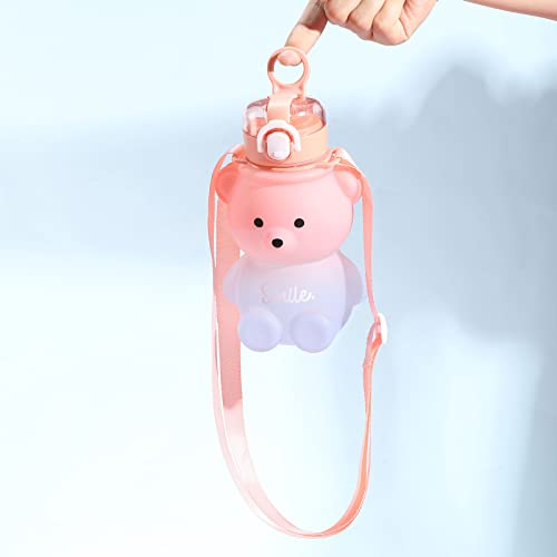 Botella de agua deportiva, botella de agua Kawaii de 800 ml, sin plástico, hervidor de agua Lar ity Big Belly, taza de té de burbujas para niñas, deportes al aire libre, viajes, escuela, gimnasio