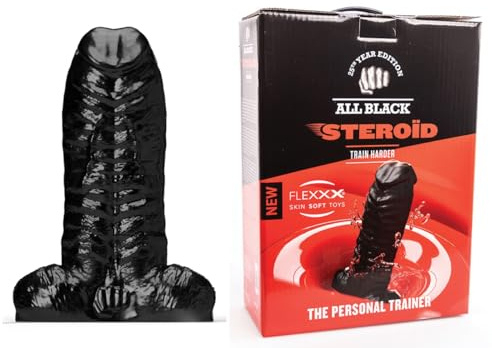 Doppel Dildo Steroid ” The Personal Trainer 37, 0×10, 8-14, 5cm, schwarz, realistisches Hautweiches Flexxx Material, Unisex, 3716.0 grams