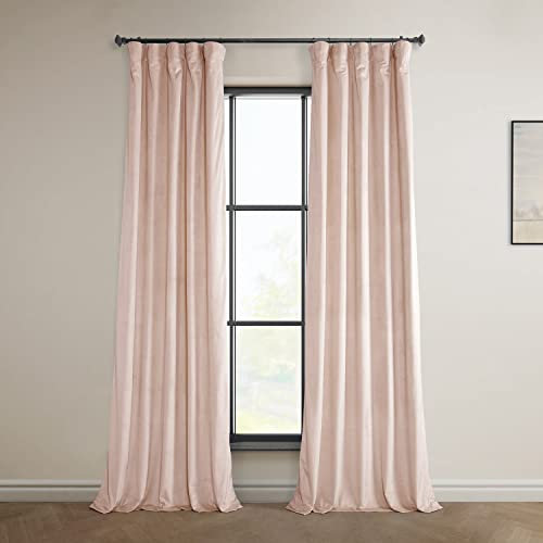 HPD Half Price Drapes Heritage Rideaux occultants en Velours Pelucheux de 274 cm de Long pour Chambre à Coucher et Salon 127 x 274 cm (1 Panneau), Rose Clair