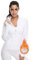 VUTRU Giacca da corsa da donna, con colletto alto, leggera, sportiva, a maniche lunghe, per yoga, fitness, traspirante, con fori per i pollici e chiusura lampo, Bianco – Giacca in pile, L