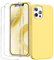 GOODVISH 3 in 1 for iPhone 12 Pro Max Case Liquid Silicone with 2x Screen Protector, Anti-Scratch Full covered Microfiber Lining Shockproof Protective Slim Phone Case Cover 6.7, Yellow