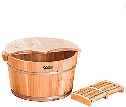 NOBRIM Wood Foot Bath Foot Soak Tub Foot Bath Basin Sauna Footbath Tub Household Foot Soaking Basin Pain Fatigue Relief Foot Washing Barrel