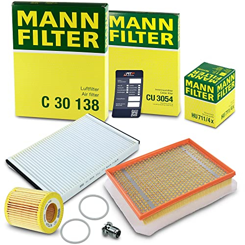 MANN-FILTER Inspektionspaket Filterset 1x Ölfilter, 1x Luftfilter, 1x Innenraumfilter, 1x Ölablassschraube mit Dichtring, 1x Ölwechselanhänger Kompatibel mit OPEL ASTRA H (A04) (L70)