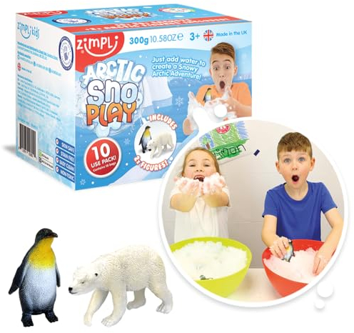 10 Use Arctic SnoPlay con 2 Juguetes de Zimpli Kids, sensorial, mágicamente Convierte el Agua en Nieve Artificial Falsa instantánea, valioso para niños o niñas