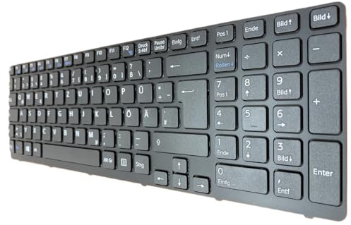 T-ProTek DE Schwarz Tastatur mit Rahmen ohne Beleuchtung ver.1 kompatibel für Sony Vaio SVE1511