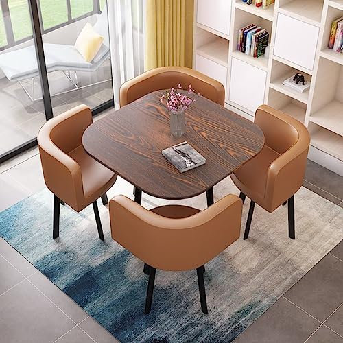 MAxba Quadratisch Esstisch mit 4 Stühlen, Tische und Stühle Konferenztisch, Besprechungstisch Küchentisch for den Empfang for Esszimmer, Küche (Color : Brown)