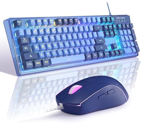 MageGee K1 RGB LED Backlit Gaming Keyboard and Mouse Combo for PC/Laptop (Blue)