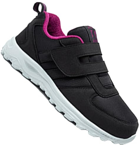 AZMAHT Chaussures pour œdèmes diabétiques Larges Chaussures pour Personnes âgées gonflées de Pied de Grande Taille, Chaussures de Sport réglables,Women Black,38/240mm