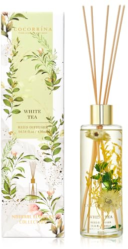 COCORRÍNA Raumduft mit Duftstäbchen, 430ml White Tea Reed Diffuser, Lufterfrischer für Badezimmer, Regal, Heimdekoration