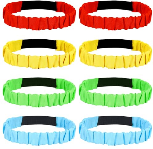 Augshy 8 bandas elásticas de carreras de 3 patas, 4 colores surtidos para juegos de carreras de relevos, carnaval, día de campo, patio, suministros de fiesta