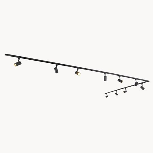 Qub Focus III 1-Phasen Led Schienensystem - 500cm - 10x GU10 Spots - 5x 1m Schienen - L-Form - Deckenstrahler Schwarz - Erweiterbar & flexibel - LED-kompatibel - Modernes Design Spot lampe