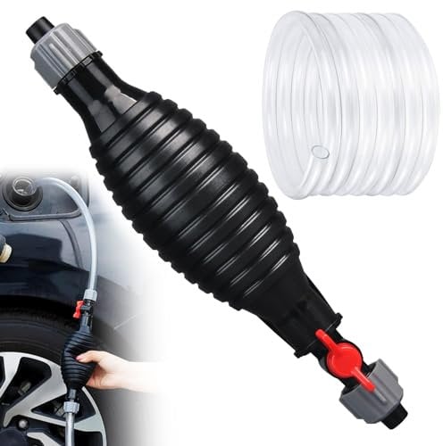 Fuel Syphon Pump, Siphon Pump Kit for Fuel Petrol Transfer Portable Hand Fuel Pump with 3M PVC Siphon Hose for Car, Fish Tanks, Aquariums, Bathtubs, Boat