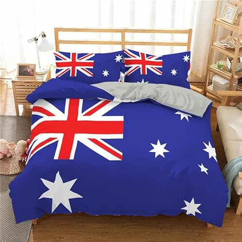 NUEYSP Bettwäsche 155x220 Australien Bettbezug 155x220 Flauschige Allergiker Weicher Atmungsaktive Mikrofaser Bettwäsche-Sets mit Reißverschluss + 2 Kissenbezüge 80x80 cm für Kinder Jungen