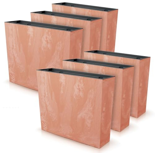 IMJ-Global Lot de 6 pots à fleurs rectangulaires Urbi Square Case Beton Effect en plastique 58 x 18 x 49,8 cm pour intérieur extérieur en terre cuite 44 litres design moderne