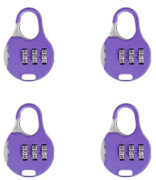 Lot de 4 cadenas à combinaison à 3 chiffres avec codes pour casier, armoire, valise (violet)