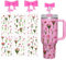 LUHOHI Waterproof Stickers for Stanley Cup- Including 2 Pcs Bow Straw Covers Topper 6pcs Flowers Stickers Decals for Stanley Cup Love Shack Fancy Tumblers Water Bottle Accessories Tulip-red