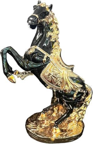 JAYOGLA Italian Style Horse Fole Romany Gypsy China Ornament, Ceramic (Black + Gold, 44cm)