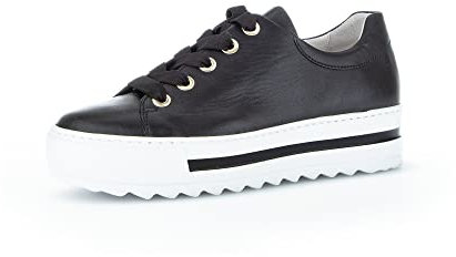 Gabor Damen Low-Top Sneaker, Frauen Halbschuhe,Moderate Mehrweite (G),Freizeitschuhe,Turnschuhe,Laufschuhe,schwarz (Gold),38 EU / 5 UK