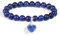 AWARDSEN Lapislazuli Armband Edelstein Blau Herz Heilsteine Armband Damen, Blau Kristall Armband Edelstein 8mm Edelstein Schmuck Geschenk für Frauen