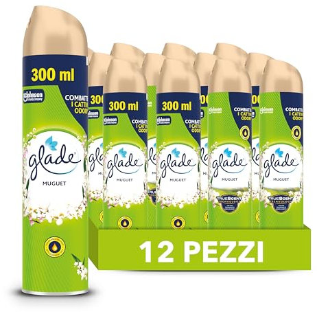 Glade Deodorante per Ambienti Spray, Fragranza Muguet, Formato da 12 Spray da 300ml