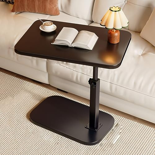 SHANGDAOYU Mesa Bandeja TV, Altura Ajustable, Brazo de Sofá Mesa Auxiliar for Comer Portátil Sofá Cama Cena o Espacios Pequeños(Black)