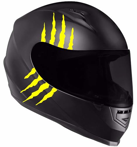 DualColorStampe 2 Adesivi Auto a Forma di Graffi | Stickers Adesivi Artigli Mostro Moto Macchina Esterni, Adesivo per casco moto C0100 (GIALLO FLUO)