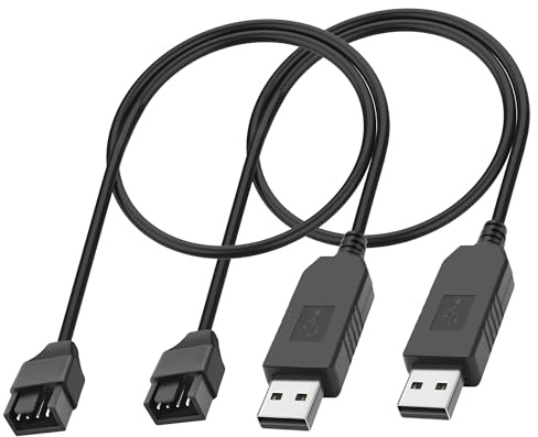 MEIRIYFA Cavo per ventola da 12 V, da USB a 4 pin, da tipo A a 3 pin/4 pin, adattatore di alimentazione PWM, cavo USB da 5 V a 12 V, per ventole di raffreddamento PC (2 pezzi, 0,5 m)