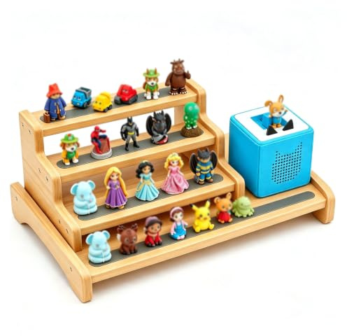 Cesujowaz Tonies Storage Shelf for Tonie Box, 3 Tier Magnetic Desktop Storage Rack, Tonie Box Shelf for Tonies Characters Display, Holds 10 to 15 Figures