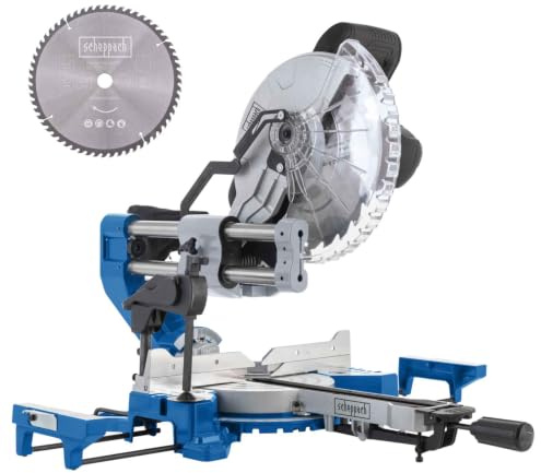 Scheppach Scie à onglet radiale HM255SL - 2000 W - Lame Ø255 mm 24 dents | Double glissière - Coupe 305 x 90 mm - Laser intégré - Inclinaison 45° - Table rotative ±47°