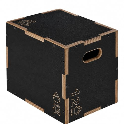 3-in-1 Plyometrische Sprungbox aus Holz in Schwarz für Heimtraining, Step-Ups, Liegestütze und Kniebeugen