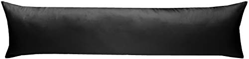 Bettwaesche-mit-Stil Mako-Satin Seitenschläferkissen Bezug aus 100% Baumwolle (Baumwollsatin) Uni/einfarbig (40 cm x 145 cm, Schwarz)