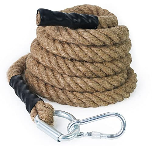 Aoneky Corde à Grimper avec Mousqueton 30mm/40mm/ 50mm, 3M-9M - Corde de Bataille Power Training - Corde pour l'Entraînement Musculaire, Formation de Force (30mm 5,5M)