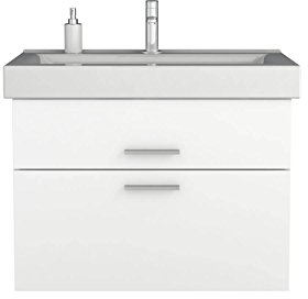 Sieper | Waschtisch mit Unterschrank 80 cm, Hochglanz Weiß, Waschtischplatte & Waschbecken hängend, Badmöbel