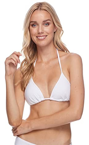 Body Glove Women's Standard Smoothies DITA Solid Triangle Slider Bikini Top Swimsuit, Snow, X-Small