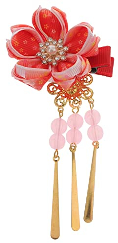 Kimono Hair Clips japanische Haarspangen Kimono Haarspange Kimono Haarschmuck Haarnadeln Kanzashi Haarschmuck Haargummi Kanzashi (rot)