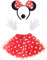 iZoeL Minnie Costume Ragazza, 1 Tutù di Minnie 1 Fascia per Orecchie da Topo 2 Guanti Bianchi 1 Naso Nero, per Costume Carnevale Festa di Compleanno Costume Halloween per Ragazze Bambini