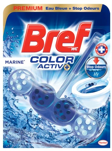 Bref WC Color Activ+ Marine – 1 Bloc WC (50g) – Produit Nettoyant WC – Eau Bleue + Stop Odeurs