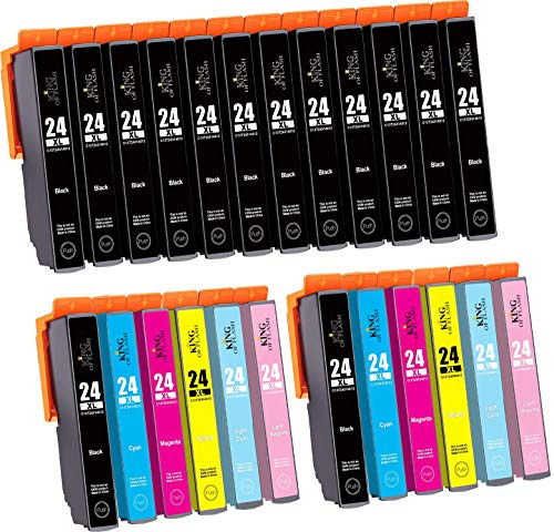 KING OF FLASH 24xl Compatible Ink Cartridges Replacement for Epson 24 XL for Epson Expression Photo XP-970 XP-55 XP-950 XP-860 XP-960 XP-750 XP-760 XP-850 Printer (2 Sets & 12 Black)