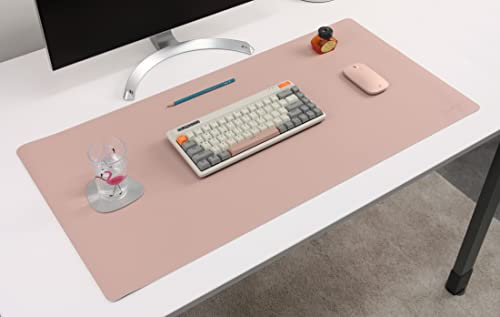 Nodito DeskPaw Sous-main en cuir double face, buvard pour ordinateur portable, tapis de souris, écriture, dessin, tapis d'art et d'artisanat (rose/argenté, 17 x 35)