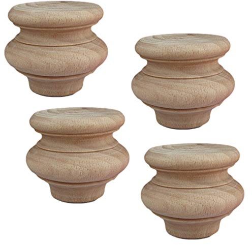 4 Stück Massivholz Möbelbeine Möbelfüße/Sockelfuß,4 Stück Runde Massivholz Ersatz Sofa Beine,Unvollendet Buche Schrankbeine,für Kommode,Kleiderschrank,Mit Montageplatte und Schrauben(C)