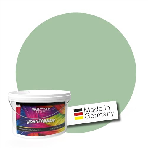 WALLCOVER hochwertige Wandfarbe für Innen | Grün | 5L für 40m² | Hochdeckende Innenfarbe Matt (Klasse 1) | Profi Qualität aus Deutschland