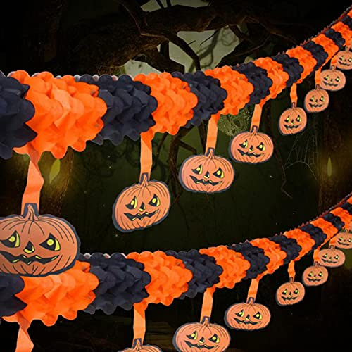 SHONCO Halloween Deko Set, Girlande, Dekoration, Banner, Kürbis Papier Hängendeko für Party
