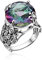 Breiter Bandring aus 925er-Sterlingsilber mit Mystic Bold Oval Round Cubic Zirconia Floral Show Stopper, hypoallergen, nickel- und bleifrei, handwerklich gefertigte Designer-Kollektion, Israel