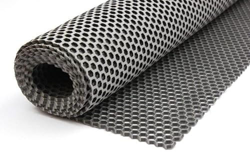 PVC Bodenmatte in 4 Farben und 2 Breiten Saunamatte Duschmatte Fitnessmatte Schwimmbad Dusche Bad Pool (grau (Wabe), 90)